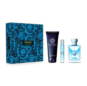 Versace Pour Homme 3 Pcs Set: 3.4 Eau De Toilette Spray + 0.3 Eau De Toilette Spray + 5 Oz Hair And Body Shampoo