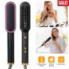 2-in-1 Electric Hair Straightener Brush Hot Comb Adjustment Heat Styling Curler