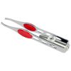 LED Eyebrow Tweezer Stainless Steel Make Up Tweezer w/ LED Light Rubber Finger Pads