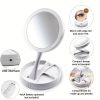 1pc Foldable Makeup Mirror With Led Light Storage Box Organizer, Double Sided 1X & 10X Magnifying Retractable Mirror For Table, Vanity, Cosmetic