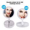 1pc Foldable Makeup Mirror With Led Light Storage Box Organizer, Double Sided 1X & 10X Magnifying Retractable Mirror For Table, Vanity, Cosmetic