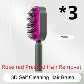 Self Cleaning Hair Brush For Women One-key Cleaning Hair Loss Airbag Massage Scalp Comb Anti-Static Hairbrush (Option: Set H)