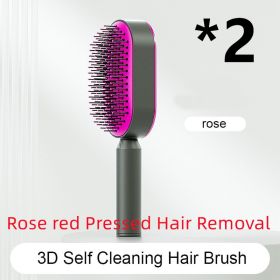 Self Cleaning Hair Brush For Women One-key Cleaning Hair Loss Airbag Massage Scalp Comb Anti-Static Hairbrush (Option: Set E)