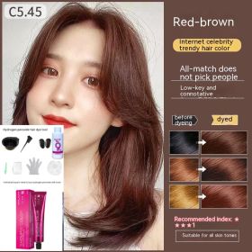 Ammonia-free Hair Color Paste Monochrome Paste Cover White Hair Multi-segment Color One-step Black Tea Gray Blue Black Hair Dye (Option: C5ro45 Reddish Brown-With tools)