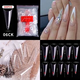 1 Bag 500PCS Artificial Nail Art Tips;  Coffin Long Square Stiletto Nail Fake Tips (Color: 06CK)