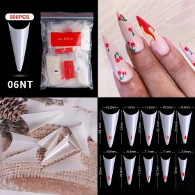 1 Bag 500PCS Artificial Nail Art Tips;  Coffin Long Square Stiletto Nail Fake Tips (Color: 06NT)