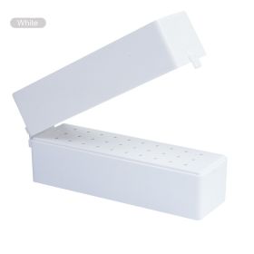 30 Hole Nail Storage Box Nail Polish Head Display Rack Drill Bits Storage Box (Color: White)