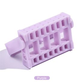 Manicure 16 Hole Drill Bits Nail Tool Drill Bits Socket Table Stand Storage Box Display Rack for Manicure Tool (Color: Purple)