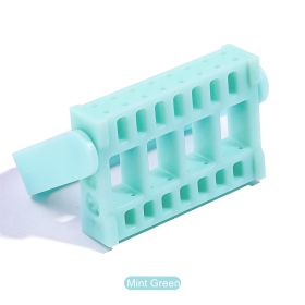 Manicure 16 Hole Drill Bits Nail Tool Drill Bits Socket Table Stand Storage Box Display Rack for Manicure Tool (Color: Mint Green)