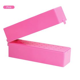 30 Hole Nail Storage Box Nail Polish Head Display Rack Drill Bits Storage Box (Color: Pink)