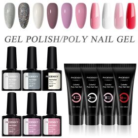 Manicure Set Poly Extension Nail Kit Gel Nails Complete Kit Gel For Extension Semi Permanent UV Varnish Kit Nail Tools Sets (Color: 10PC Gels Set2)