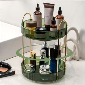 360° Rotating Makeup Organizer - DIY Adjustable Carousel Spinning Holder Rack - Large Capacity Cosmetic Storage Box (Color: Green)