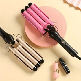 3 Barrel Curling Iron Wand Hair Styling Tool, Curling Iron Wand, Durable, For All Hair Types For Home Use For Beauty (Color: Pink)