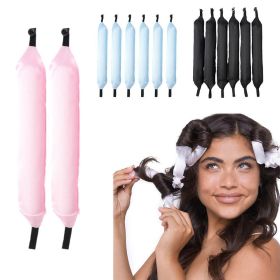 6pcs/set Soft Satin Pillow Rollers Hair Rollers Sleep Hair Styling Tools Hair Curler Rollers Magic Women Kids Curl Flexi Rods (Color: Pink)