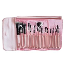 Set of 15 Professional Makeup Brushes - Soft Synthetic Hair (Color: Pink)