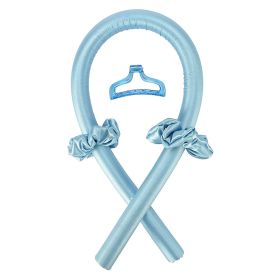 Heatless Curling Rod Curls Silk Ribbon Curlers Sleeping Soft Headband Wave (Color: Blue)