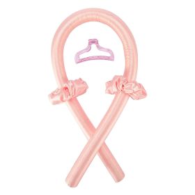 Heatless Curling Rod Curls Silk Ribbon Curlers Sleeping Soft Headband Wave (Color: Pink)