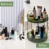 360° Rotating Makeup Organizer - DIY Adjustable Carousel Spinning Holder Rack - Large Capacity Cosmetic Storage Box